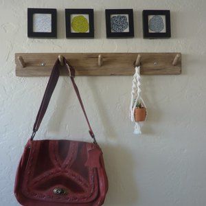 Vintage Reddish Leather Purse - 70's with cute woven details